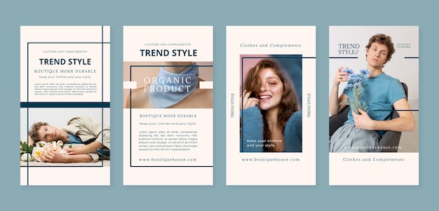 Flache, minimale Boutique-Instagram-Geschichten