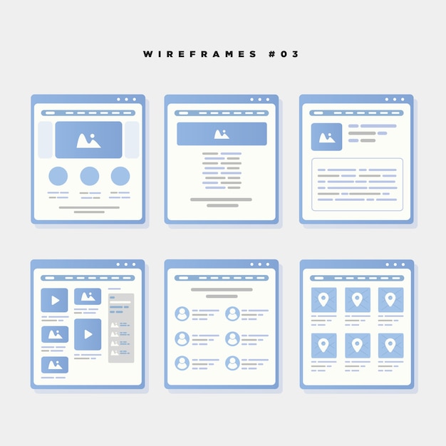 Flache minimale wireframes