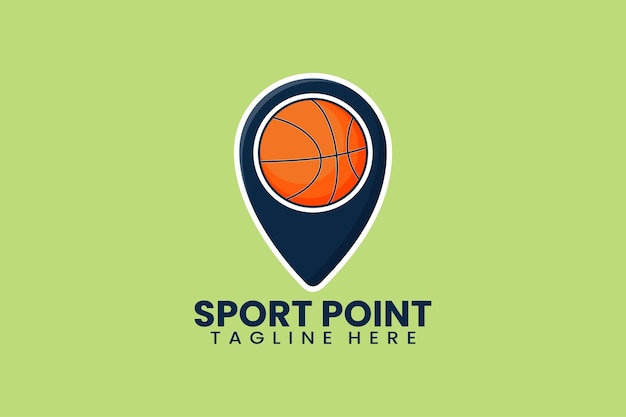 Flache moderne basketball-pin-point-logo-vorlage