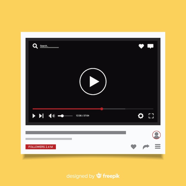 Flache Multimedia-Player-Vorlage für Social Media