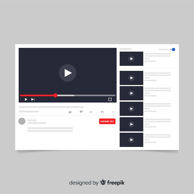 Flache Multimedia-Player-Vorlage für Social Media