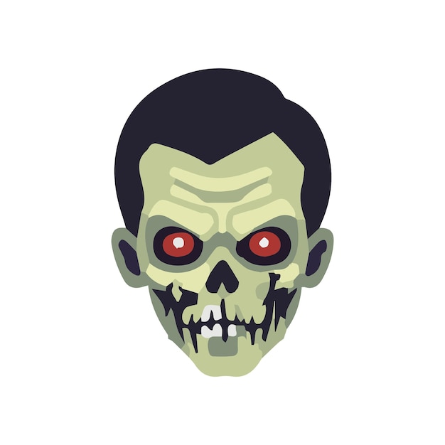 Vektor flache nahaufnahme eines zombie-halloween-avatar-vektors, isoliert auf weißem hintergrund