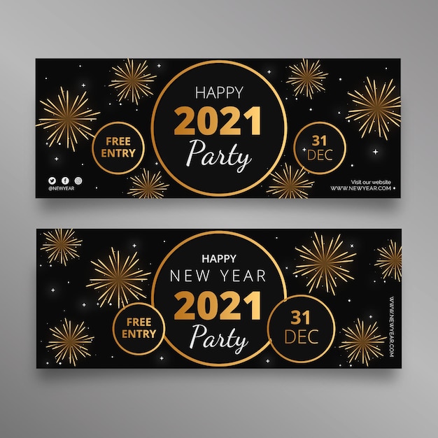 Vektor flache neujahr 2021 party banner