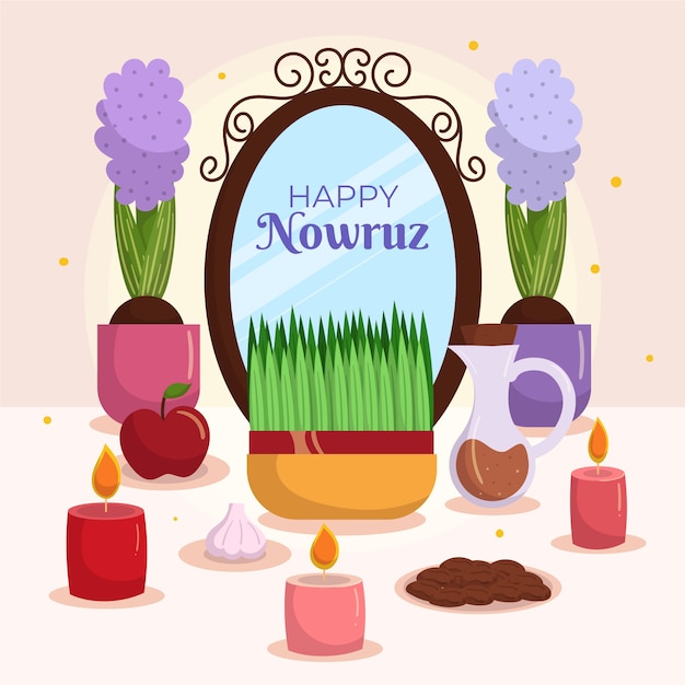 Vektor flache nowruz-illustration