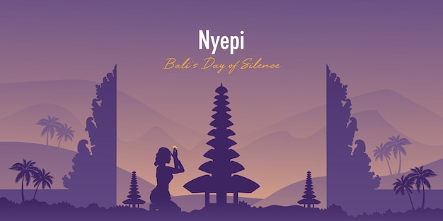 Flache nyepi-hintergrundvektorprämie