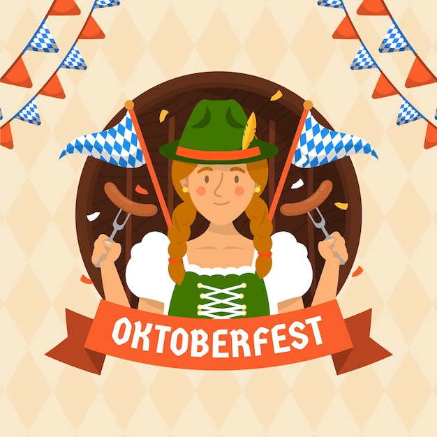 Flache oktoberfestfeierillustration