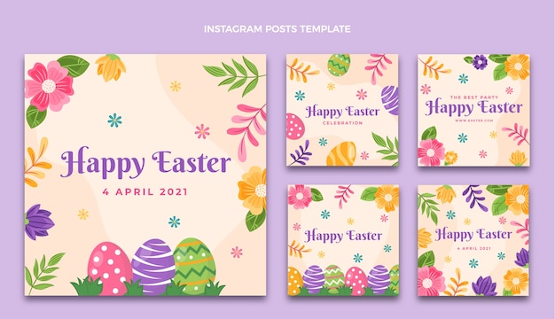 Flache Oster-Instagram-Posts-Sammlung