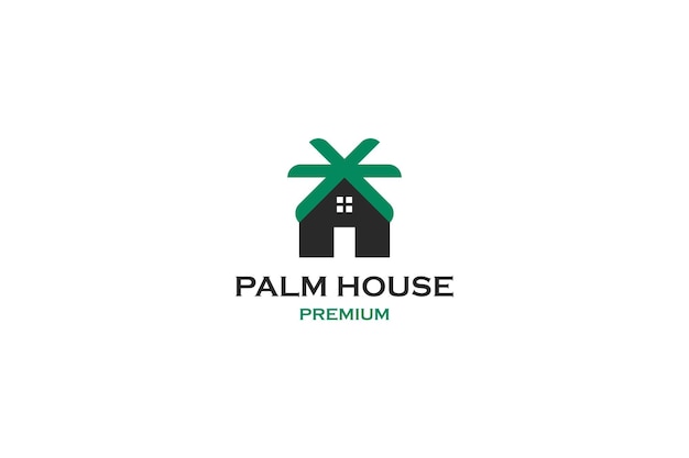 Flache palme haus logo design vektor vorlage illustration idee