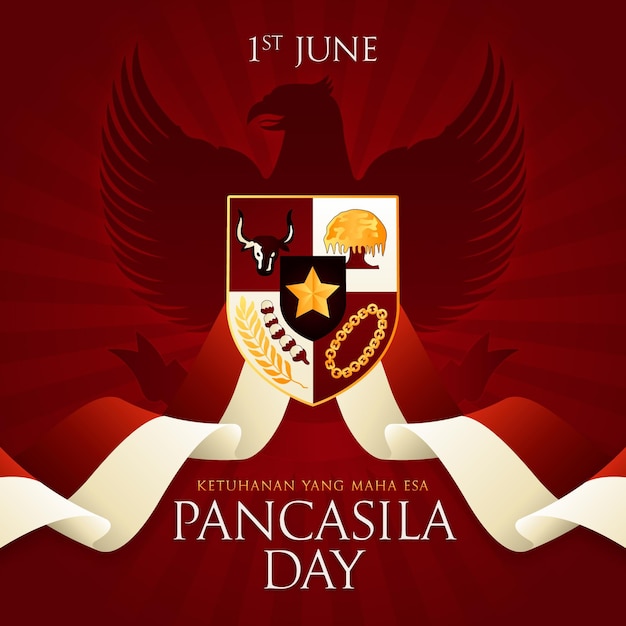 Flache pancasila-tagesillustration