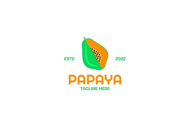 Flache papaya-logo-design-vektor-illustration-idee