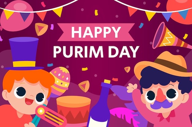 Vektor flache purim-illustration