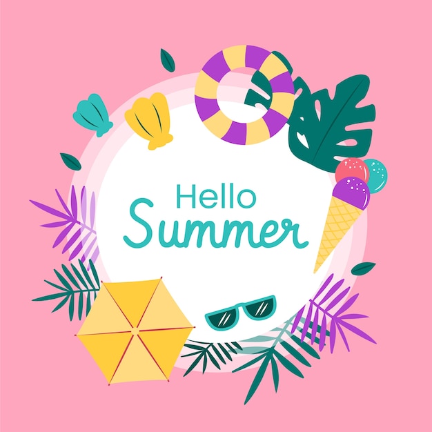 Flache Rahmenvorlage für die Sommersaison