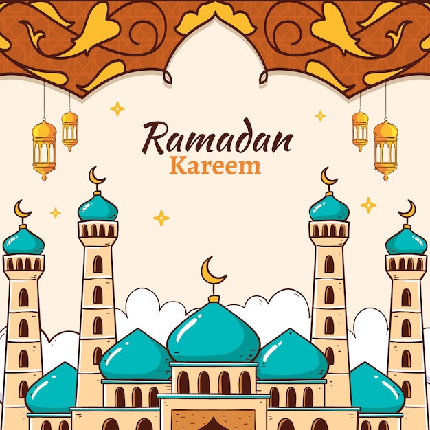 Vektor flache ramadan-illustration