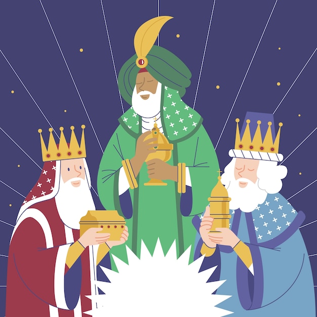 Vektor flache reyes-magos-illustration