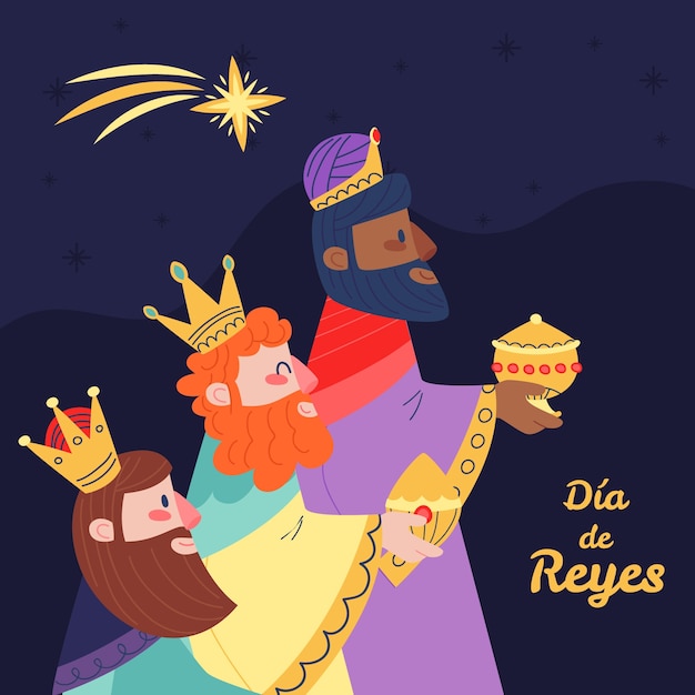 Vektor flache reyes-magos-illustration