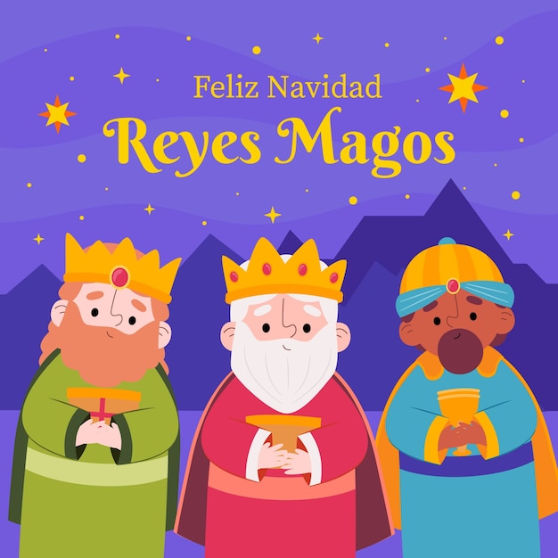 Vektor flache reyes-magos-illustration