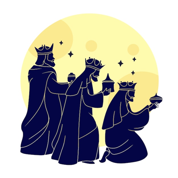 Vektor flache reyes-magos-silhouette-illustration