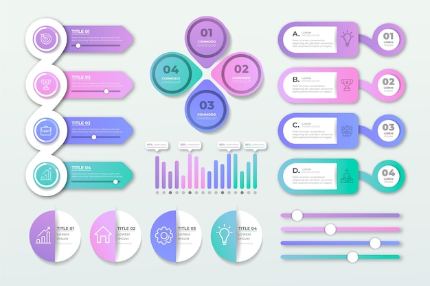 Flache sammlung von infografik-elementen