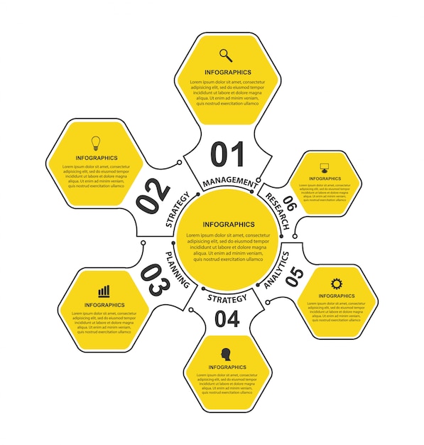 Vektor flache sechseck optionen infografiken.