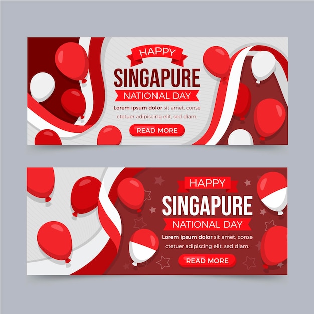 Flache singapur national day banner set