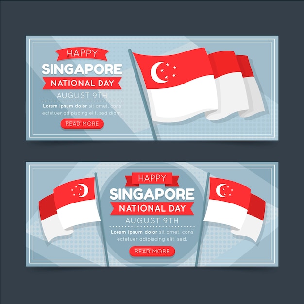 Vektor flache singapur national day banner set