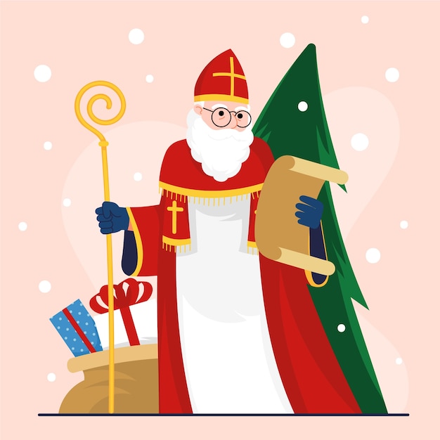 Vektor flache sinterklaas-illustration