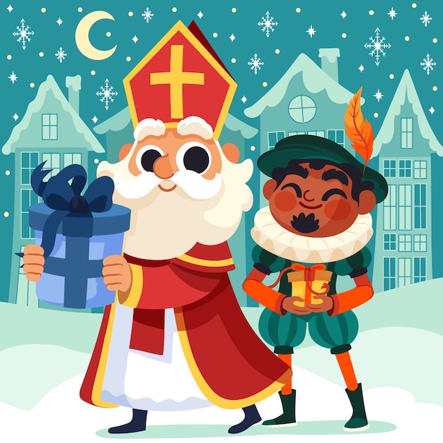 Vektor flache sinterklaas-illustration