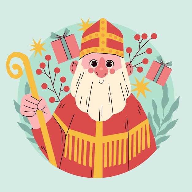 Vektor flache sinterklaas-illustration