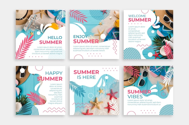 Flache Sommer Instagram Beiträge Sammlung mit Foto