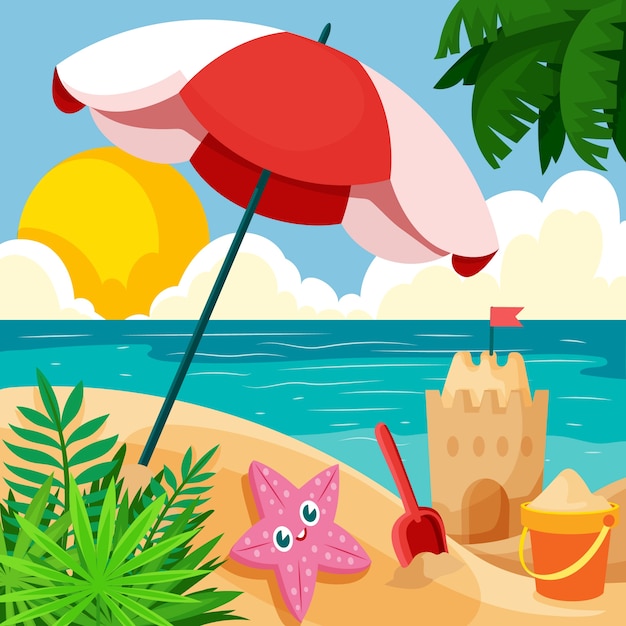 Flache sommerillustration