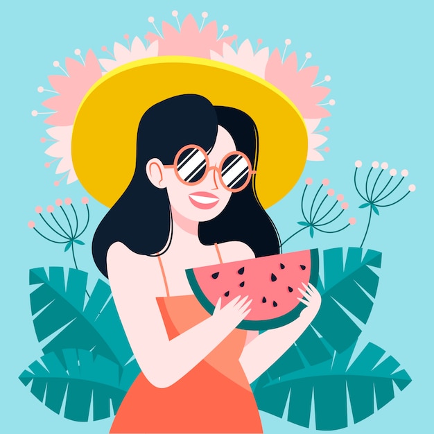 Flache sommerillustration