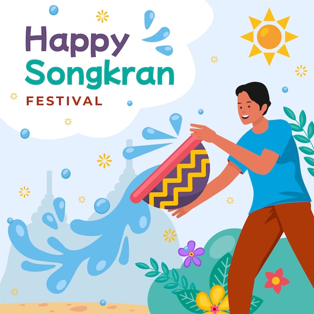Flache Songkran-Illustration
