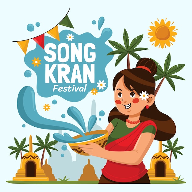 Flache songkran-illustration