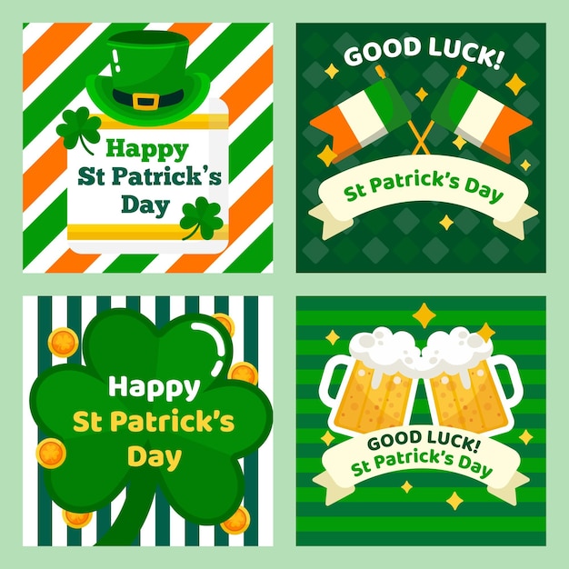 Flache st. patrick's day instagram posts gesetzt