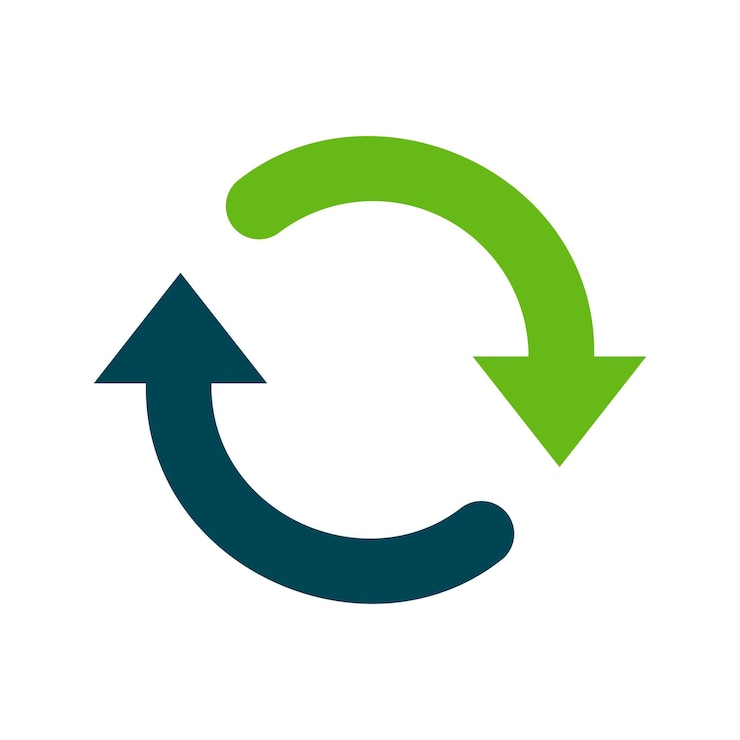 Vektor flache symbole für recycling-spin-recycling-update reload-refresh-symbol