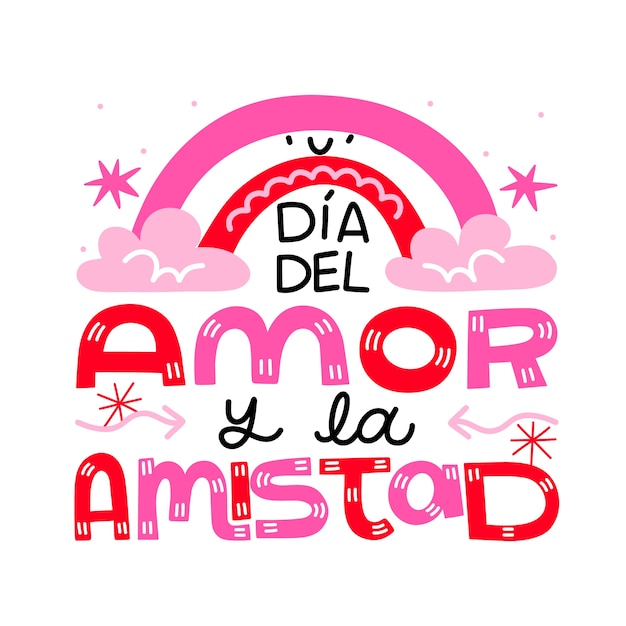 Flache textillustration „dia del amor y la amistad“.