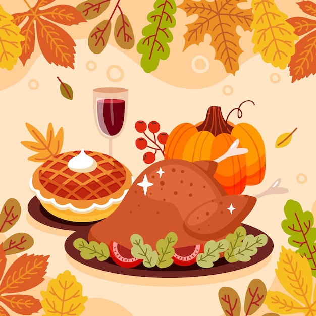 Vektor flache thanksgiving-feier-illustration