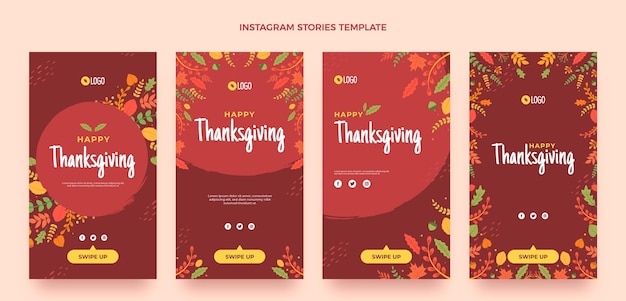 Flache thanksgiving-instagram-geschichten-sammlung