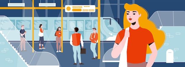 Flache u-bahn-illustration