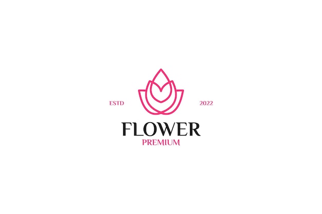 Flache umrisse seerose logo design vektor illustration