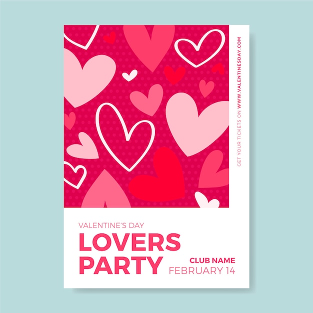 Vektor flache valentinstag party flyer vorlage