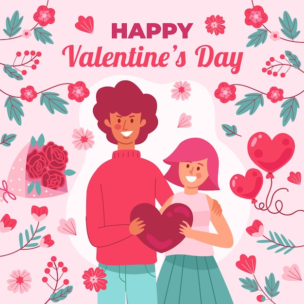 Vektor flache valentinstagillustration