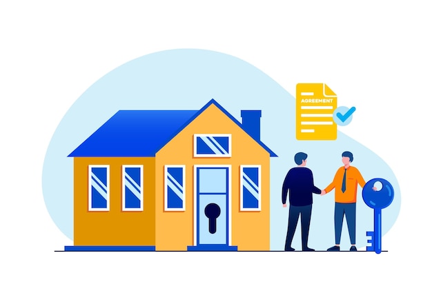 Flache Vektorgrafik von Immobilien für Banner und Landing Page