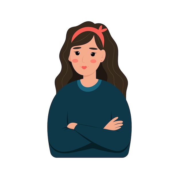 Flache Vektorillustration des Charakters der jungen Frau