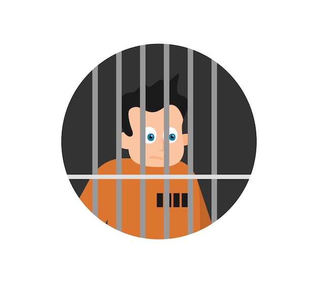 Flache Vektorillustration des Gefangenen der Gefängniszelle
