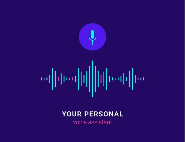 Flache vektorillustration des persönlichen assistenten und des spracherkennungskonzepts der intelligenten technologie