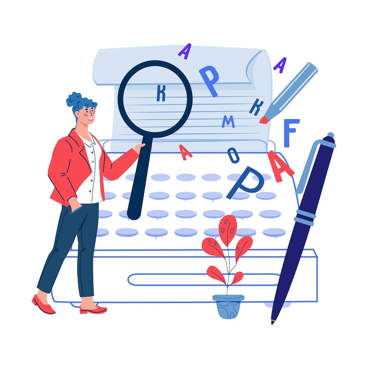 Vektor flache vektorillustration des professionellen werbetexters oder inhaltsmanager-bloggers