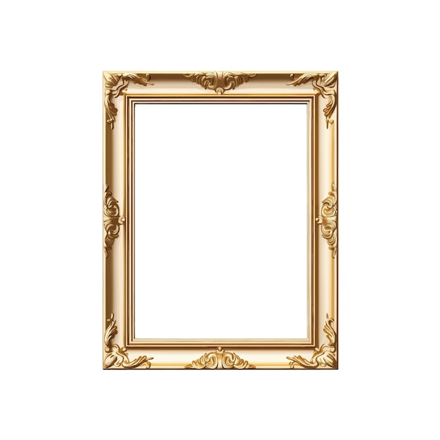 Flache Vektorillustration eines klassischen goldenen Fotorahmens