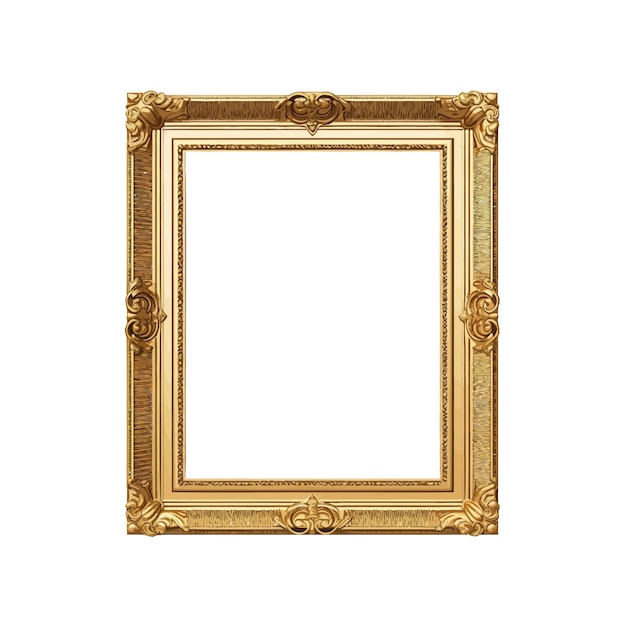 Flache Vektorillustration eines klassischen goldenen Fotorahmens