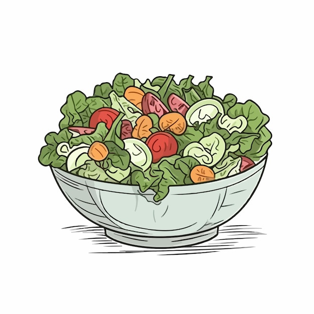 Vektor flache vektorillustration für salat. isolierte vektorillustration mit salathandzeichnung